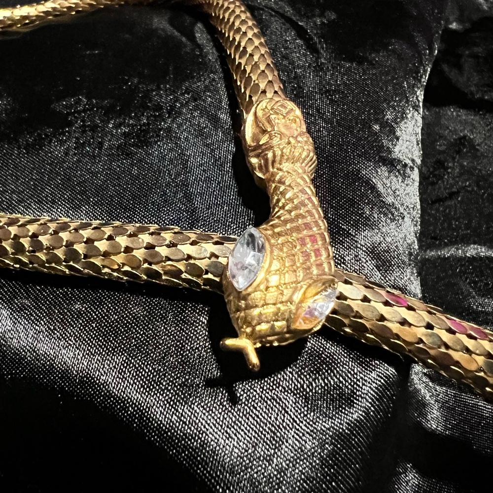 Gold Tone Snake Reptile Necklace